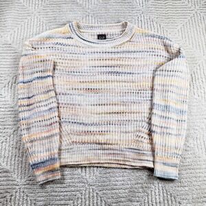 GAP Crewneck Sweater Women's Medium Multicolor Striped Chunky Boho Cottagecore